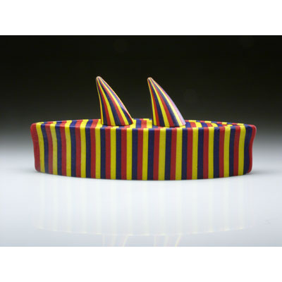 Red Yellow and Blue Boat with Two Horns