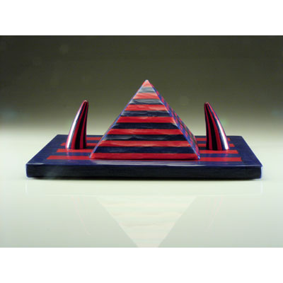 Blue and Red Pyramid with Two Horns